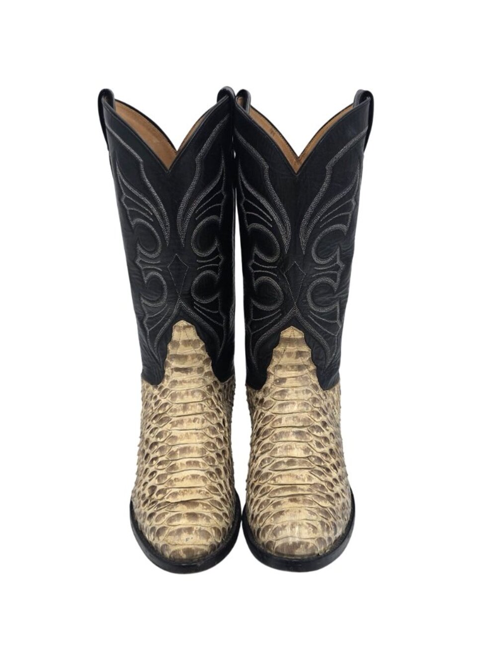 MINT - Vintage Python Mens 11D Natural Snakeskin Cowboy Boots Remington Exotic - Picture 8 of 16